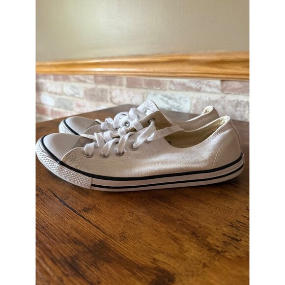 Converse All Star White Canvas Low Cut Sneakers Womens Size 7 Lace Up - Picture 4 of 10
